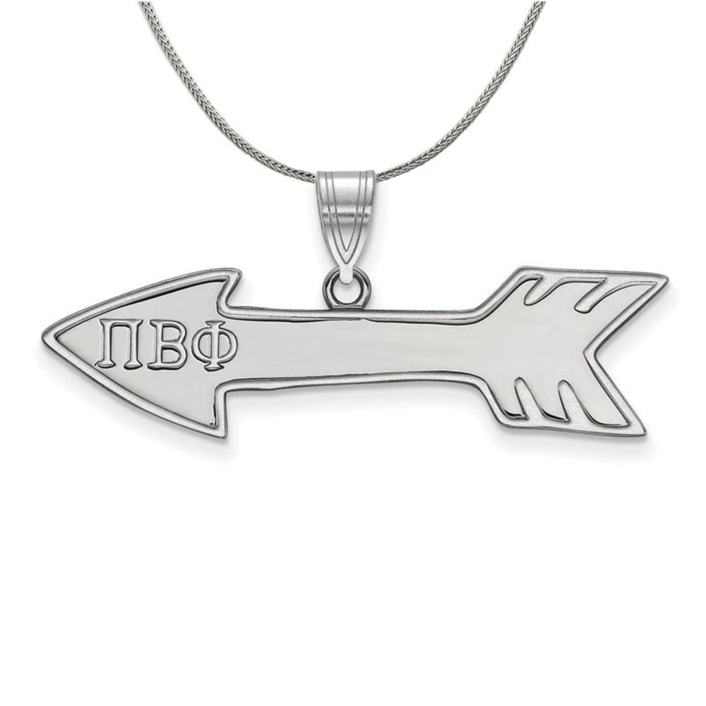 Sterling Silver Pi Beta Phi Medium Pendant Necklace - 20 Inch